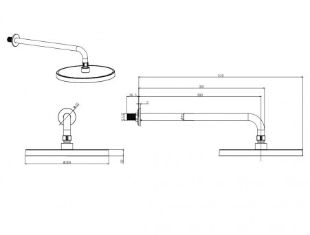 Верхний Душ «Aquatek» Круглый, Настенный, Хром, 26см (AQ2080CR)