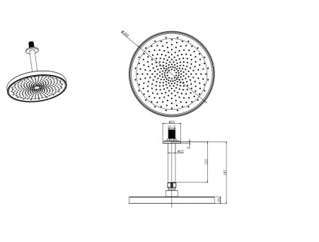 Верхний Душ «Aquatek» Круглый, Потолочный, Чёрный Матовый, 26см (AQ2070MB)