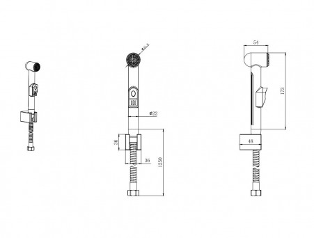 Комплект «Aquatek» Гигиенический Душ, Держатель и Шланг 125см, Хром (AQ2050CR)