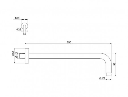 Держатель Верхнего Душа «Aquatek» Настенный, Черный Матовый, 350мм (AQ2174MB)