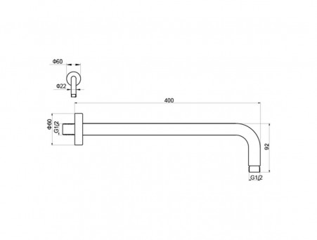 Держатель Верхнего Душа «Aquatek» Настенный, Черный Матовый, 400мм (AQ2176MB)
