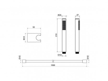 Душевой Набор «Aquatek» 1 Jet Европа, Хром (AQ2034CR)