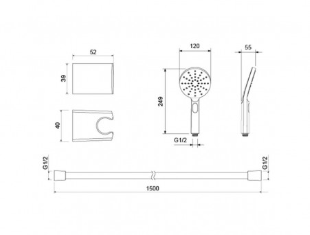 Душевой Набор «Aquatek» 3 Jet Оберон, Select 120, Чёрный Матовый (AQ2033MB)