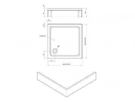 Душевой Поддон «Aquatek» Квадратный, Акрил, 100x100x15см (DPA-0000003)