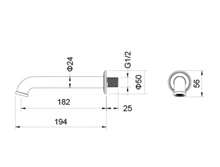 Излив для Ванны «Aquatek» Классик, Хром, 194мм (AQ1541CR)