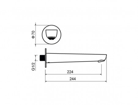 Излив для Ванны «Aquatek» Бетта, Хром, 247мм (AQ1141CR)
