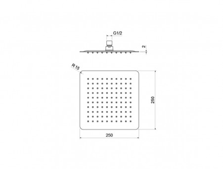 Верхний Душ «Aquatek» Квадратный, Настенный, Чёрный Матовый, 25x25см, 2мм (AQ2072MB)