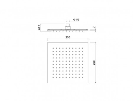 Верхний Душ «Aquatek» Квадратный, Настенный, Чёрный Матовый, 25x25см, 7мм (AQ2076MB)