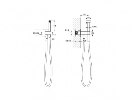 Гигиенический Душ со Смесителем «Aquatek» Лира, Встраиваемый, Черный Матовый (AQ1025MB)