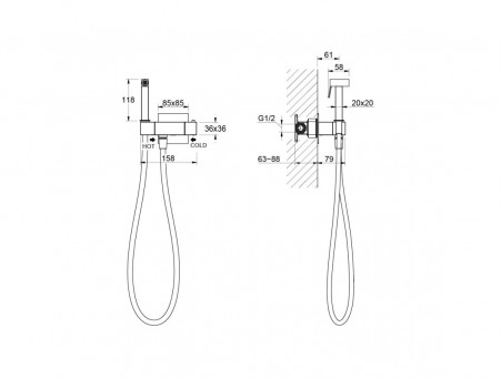 Гигиенический Душ со Смесителем «Aquatek» Либра, Термостатический, Встраиваемый, Хром (AQ1028CR)