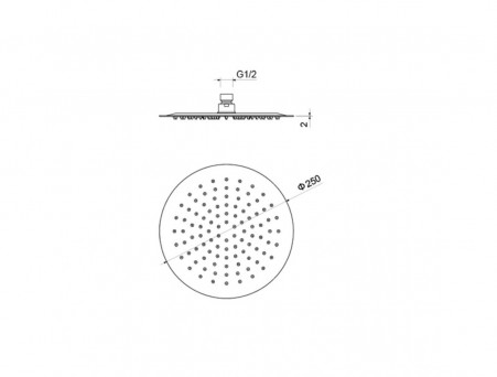 Верхний Душ «Aquatek» Круглый, Настенный, Чёрный Матовый, 25см, 2мм (AQ2073MB)