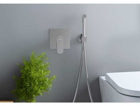 Набор Гигиенический Душ «Aquatek» Оберон, Смеситель, Лейка, Шланг и Держатель, Хром (AQ1219CR)