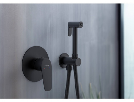 Набор Гигиенический Душ «Aquatek» Бетта, Смеситель, Лейка, Шланг и Держатель, Черный Матовый (AQ1119MB)