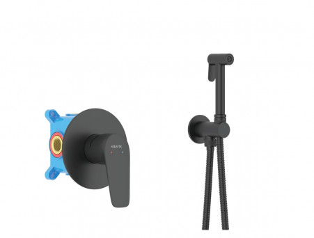 Набор Гигиенический Душ «Aquatek» Бетта, Смеситель, Лейка, Шланг и Держатель, Черный Матовый (AQ1119MB)