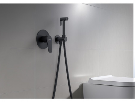 Набор Гигиенический Душ «Aquatek» Бетта, Смеситель, Лейка, Шланг и Держатель, Черный Матовый (AQ1119MB)