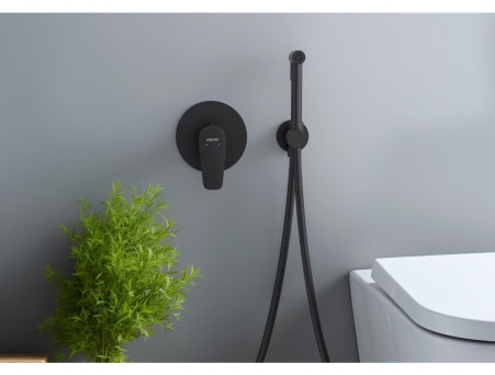 Набор Гигиенический Душ «Aquatek» Бетта, Смеситель, Лейка, Шланг и Держатель, Черный Матовый (AQ1119MB)