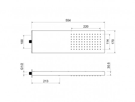 Верхний Душ «Aquatek» Прямоугольный, Настенный, Хром, 55x17x3 (AQ2084CR)