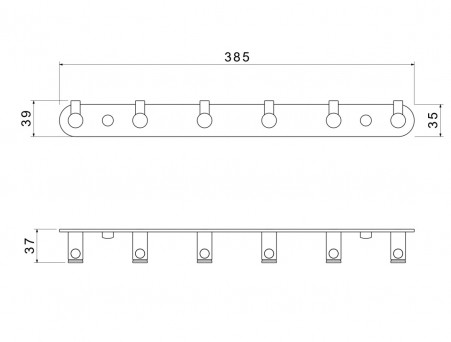 Планка с Крючками «Aquatek» Европа, 6 Крючков, Черный Матовый (AQ4124MB)