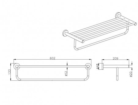 Полка для Полотенец «Aquatek» Вега, Черный Матовый (AQ4015MB)