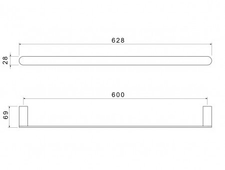 Полотенцедержатель «Aquatek» Лира, Черный Матовый, 60см (AQ4414MB)
