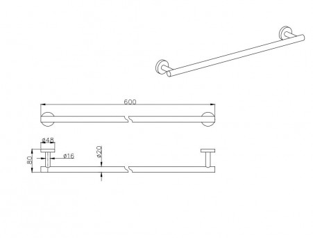 Полотенцедержатель «Aquatek» Вега, Черный Матовый (AQ4014MB)
