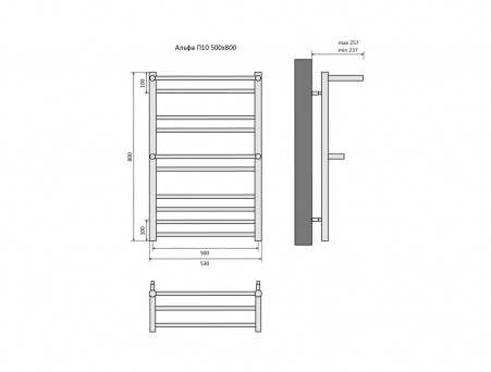Водяной Полотенцесушитель «Aquatek» П10 Альфа, Хром, 50x80см (AQ RRP1080CH)