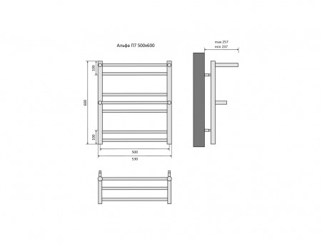 Водяной Полотенцесушитель «Aquatek» П7 Альфа, Хром, 50x60см (AQ RRP0760CH)