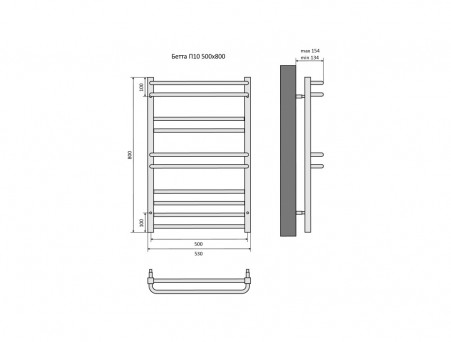 Водяной Полотенцесушитель «Aquatek» П10 Бетта, Хром, 50x80см (AQ KRC1080CH)