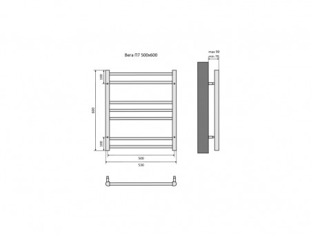 Водяной Полотенцесушитель «Aquatek» П7 Вега, Черный Муар, 50x60см (AQ DR0760BL)