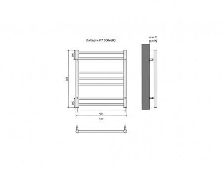 Водяной Полотенцесушитель «Aquatek» П7 Либерти, Хром, 50x60см (AQ RR0760CH)