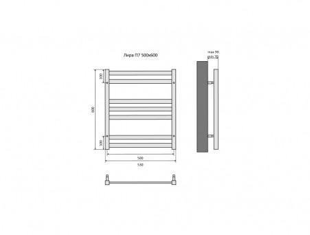Водяной Полотенцесушитель «Aquatek» П7 Лира, Хром, 50x60см (AQ KP0760CH)