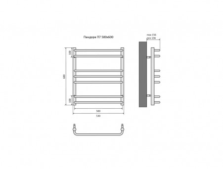 Водяной Полотенцесушитель «Aquatek» П7 Пандора, Черный Муар, 50x60см (AQ RRС0760BL)