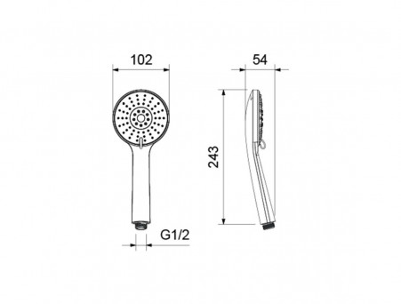Душевая Лейка «Aquatek» 3 Jet 100 Бетта, Черный Матовый (AQ2009MB)