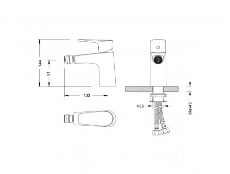 Смеситель для Биде «Aquatek» Бетта, Чёрный Матовый (AQ1118MB)
