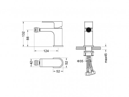 Смеситель для Биде «Aquatek» Лира, Чёрный Матовый (AQ1418MB)