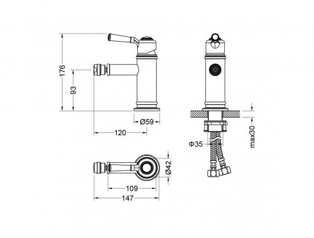 Смеситель для Биде «Aquatek» Классик, Чёрный Матовый (AQ1518MB)