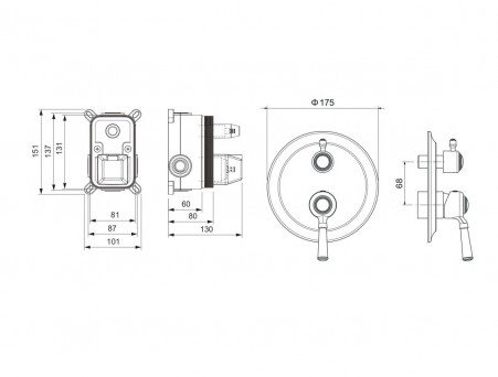 Смеситель для Ванны «Aquatek» Классик, Встраиваемый, Полированное золото (AQ1546PG)