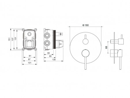 Смеситель для Ванны «Aquatek» Европа, 3 Режима, Встраиваемый, Черный Матовый (AQ1347MB)