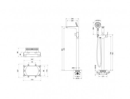 Смеситель для Ванны «Aquatek» Бетта, Напольный, Хром (AQ1145CR)
