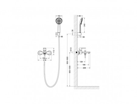 Смеситель для Ванны «Aquatek» Лира, Хром, с Душевым Набором (AQ1449CR)