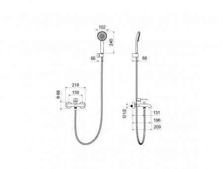 Смеситель для Ванны «Aquatek» Европа, Черный Матовый, с Душевым Набором (AQ1349MB)
