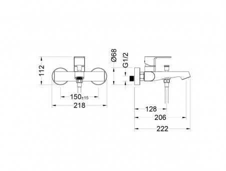 Смеситель для Ванны «Aquatek» Оберон, Хром (AQ1240CR)