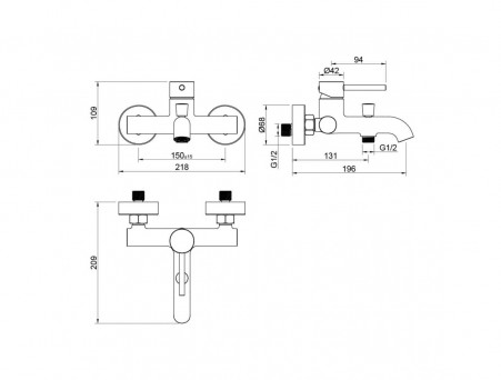 Смеситель для Ванны «Aquatek» Европа, Черный Матовый (AQ1340MB)