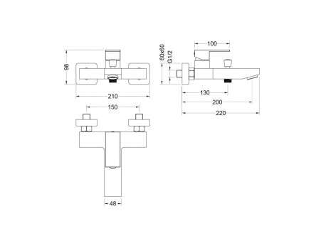 Смеситель для Ванны «Aquatek» Либра, Черный Матовый (AQ1640MB)