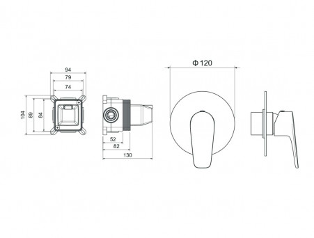 Смеситель для Душа «Aquatek» Бетта, Встраиваемый, Хром (AQ1166CR)