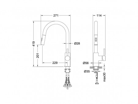 Смеситель для Кухни «Aquatek» 2 Jet, Европа, Высокий Излив, Черный Матовый (AQ1384MB)