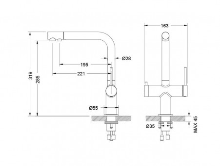 Смеситель для Кухни «Aquatek» с Подключением к Фильтру Питьевой Воды, Европа, Хром (AQ1385CR)