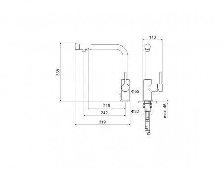 Смеситель для Кухни «Aquatek» с Подключением к Фильтру Питьевой Воды, Европа, Черный Матовый (AQ1386MB)