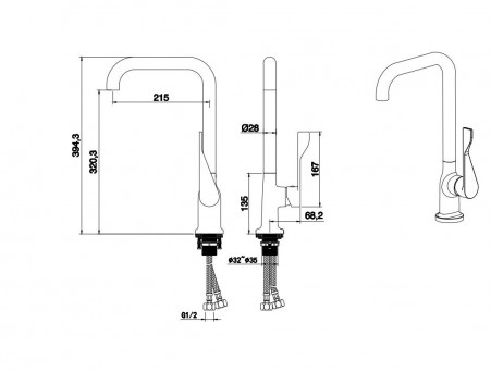 Смеситель для Кухни «Aquatek» Квадратный Излив, Черный Матовый (AQ1083MB)