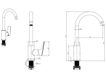 Смеситель для Кухни «Aquatek» Вега, Полукруглый Излив, Черный Матовый (AQ1082MB)